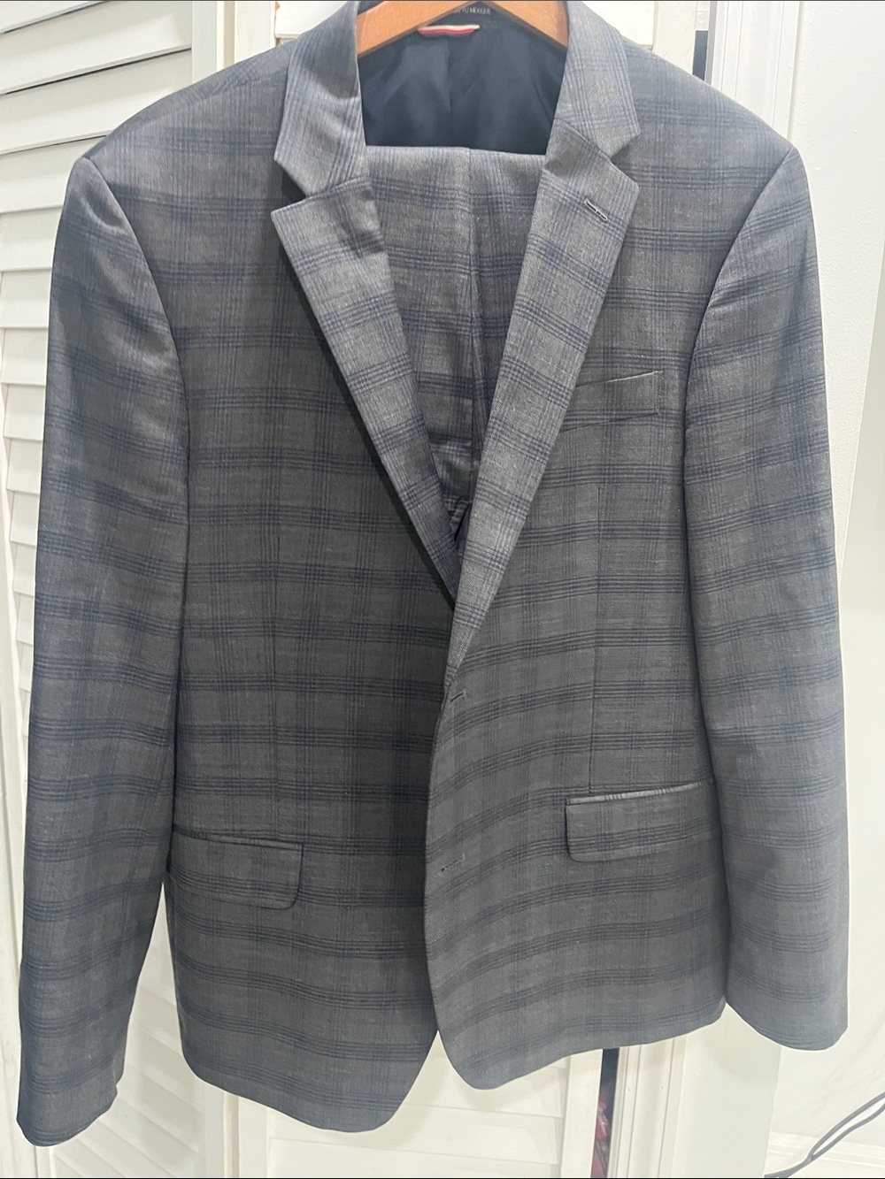 Tommy Hilfiger Charcoal Plaid Suit Jacket & Trousers